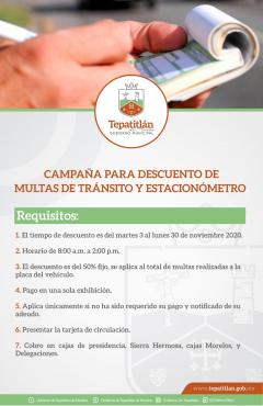 Campaña de descuento en multas de tránsito y estacionómetro