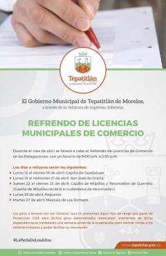 Habrá refrendo de licencias comerciales en las delegaciones de Tepatitlán
