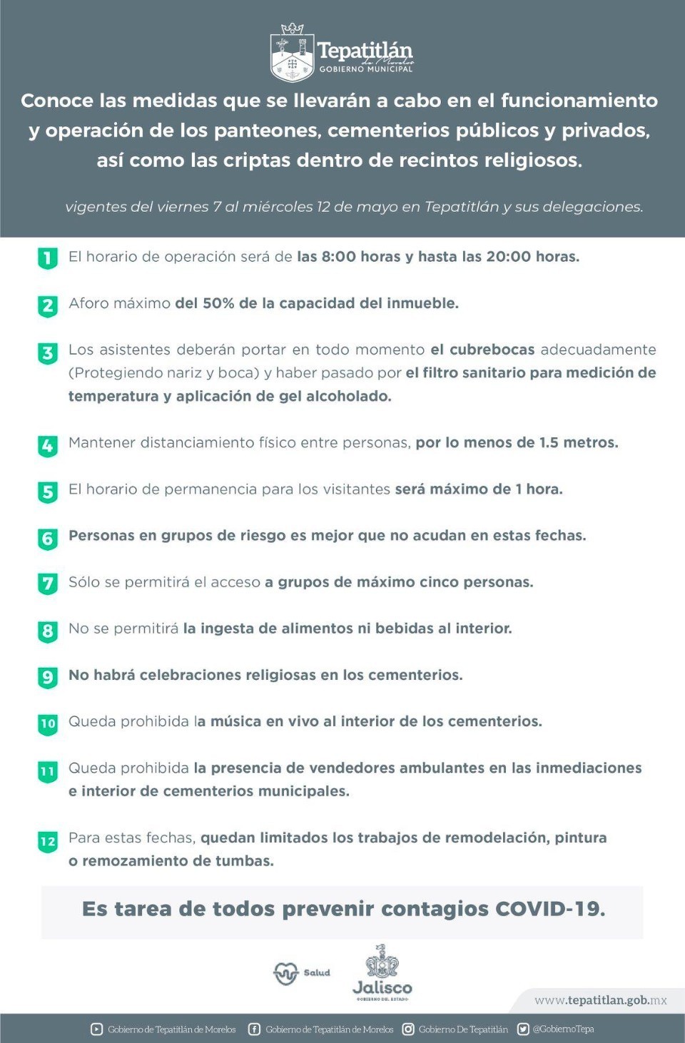 Operativo especial en cementerios públicos y privados para este Día de las Madres