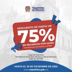 Descuentos de hasta el 75% en recargos por contribuciones municipales