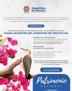 CONVOCATORIA PRIMER CONCURSO FOTOGRÁFICO DE PATRIMONIO NATURAL: FAUNA SILVESTRE DEL MUNICIPIO DE TEPATITLÁN