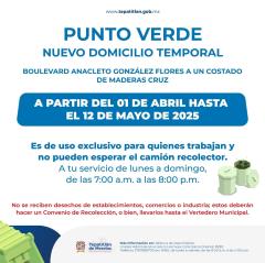 Punto Verde del Parque del Bicentenario cambiará temporalmente de domicilio