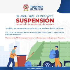 Suspensión del servicio de recolección de residuos en el municipio