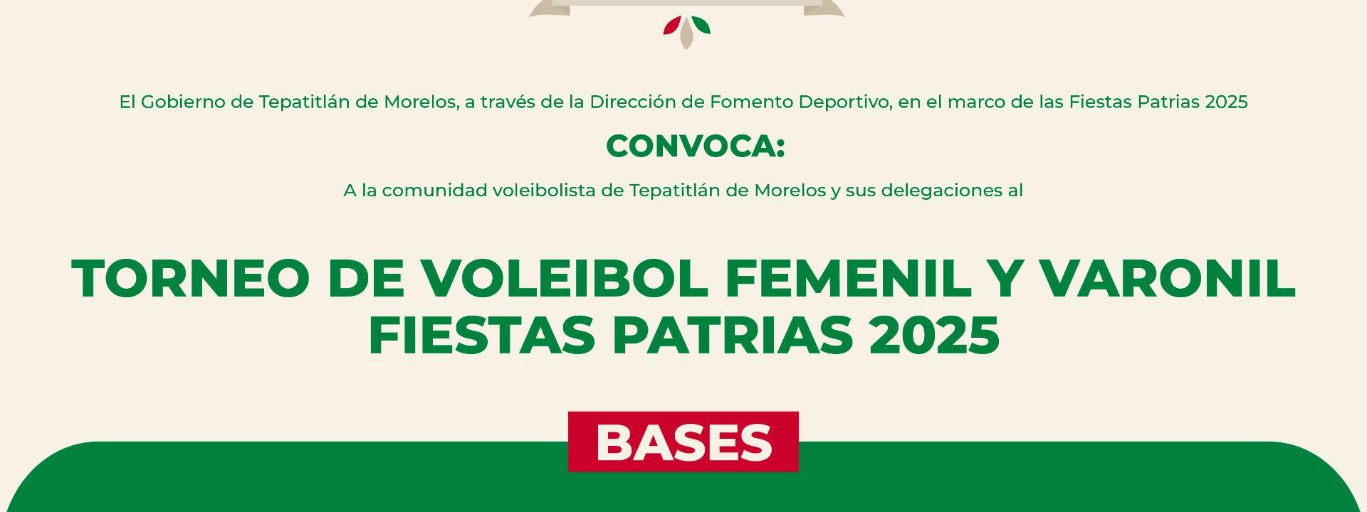 Convocatoria Torneo de Voleibol Femenil y Varonil Fiestas Patrias 2025