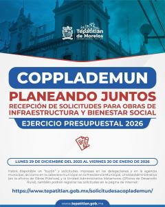 Planeando Juntos, COPPLADEMUN 2026 inicia recepción de propuestas de obra