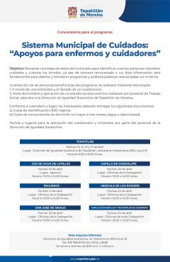 Convocatoria para el programa:  Sistema Municipal de Cuidados: “Apoyos para enfermos y cuidadores”