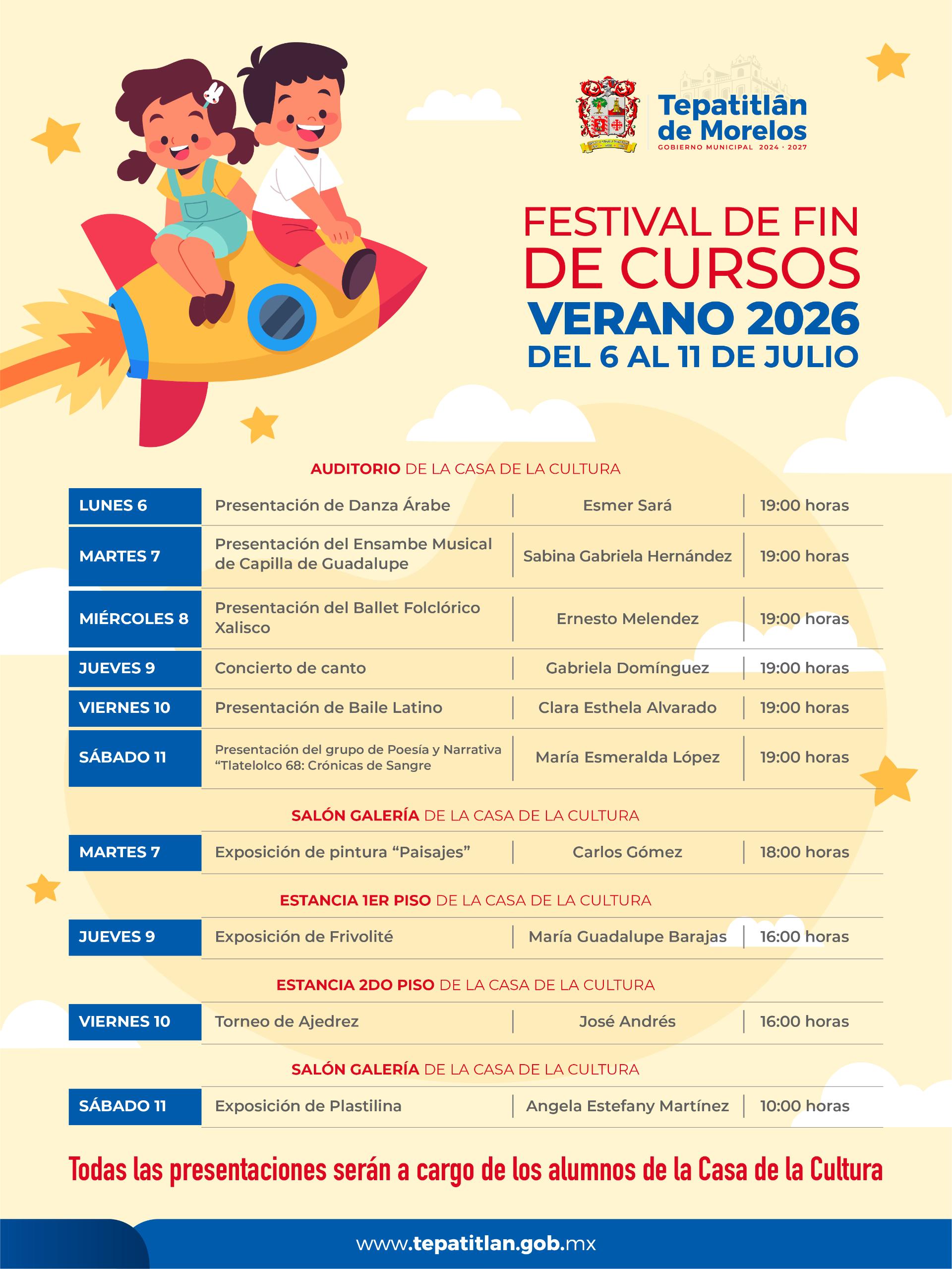 Casa de la Cultura celebra el talento de sus alumnos con Festival de Fin de Cursos 2026
